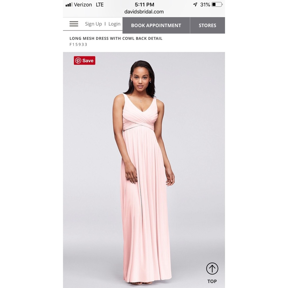 Light pink Bridesmaids Dress - Mesh Cowl Back